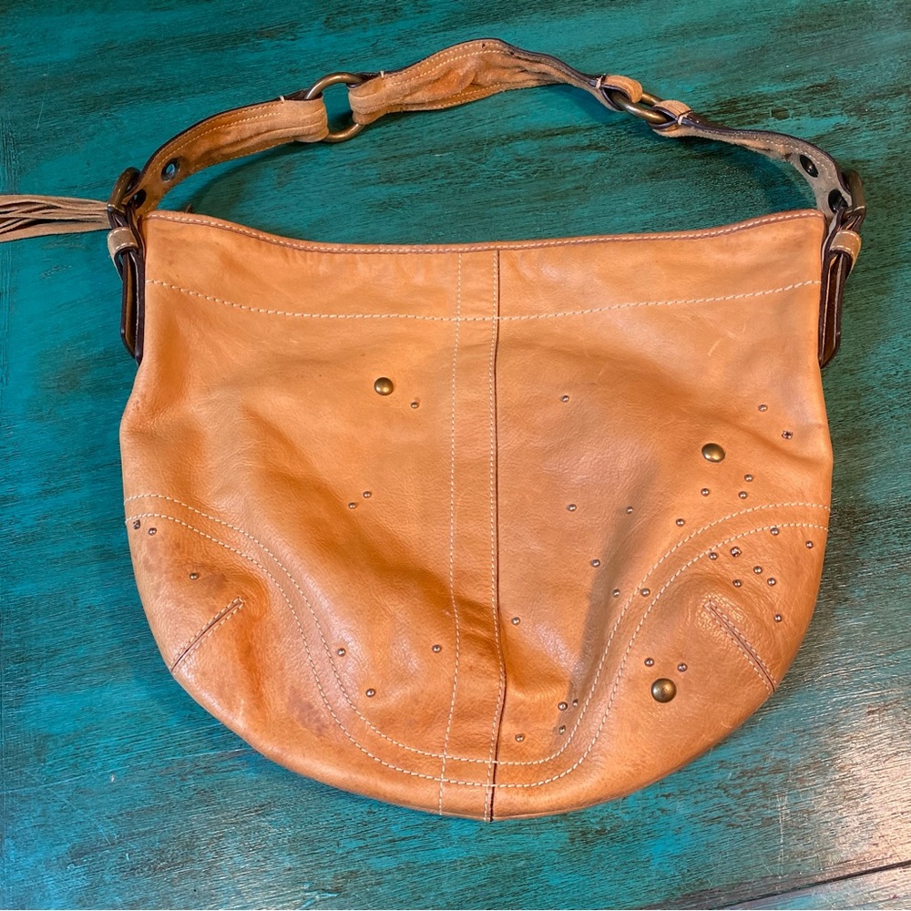 Coach vintage leather bag with crystals and rivets. - Picture 2 of 5